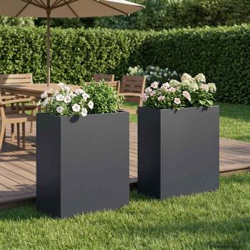 ARDEBO.de - Garten-Pflanzgefäß 2 stk. Anthrazit 40 x 20 x 40 cm
