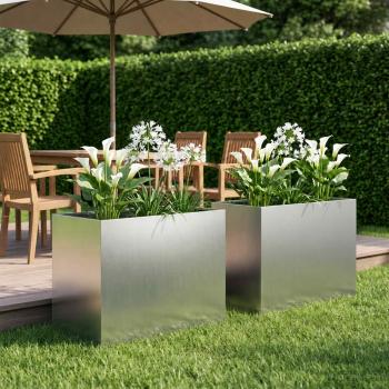 ARDEBO.de - Garten-Pflanzgefäß 2 stk. Silber 60 x 40 x 50 cm