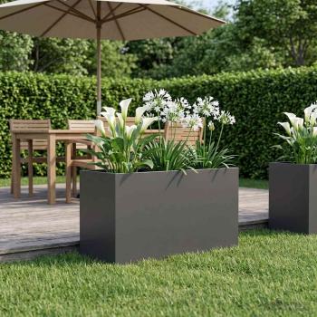 ARDEBO.de - Garten-Pflanzgefäß Schwarz 80 x 50 x 50 cm Kaltgewalzter Stahl