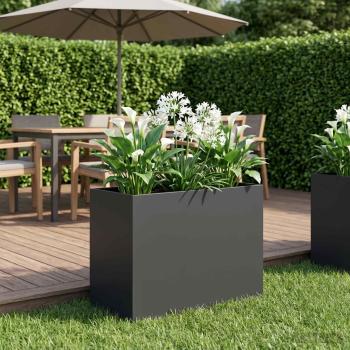 ARDEBO.de - Garten-Pflanzgefäß Schwarz 60 x 30 x 50 cm Kaltgewalzter Stahl