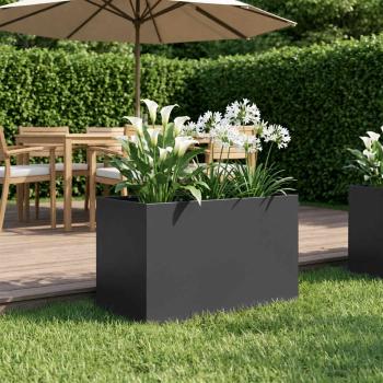 ARDEBO.de - Garten-Pflanzgefäß Schwarz 60 x 40 x 40 cm Kaltgewalzter Stahl