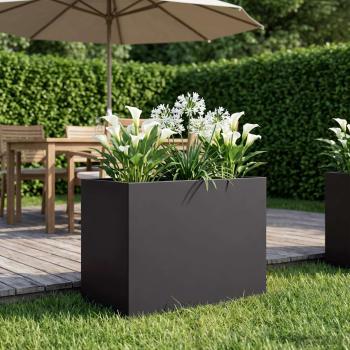 ARDEBO.de - Garten-Pflanzgefäß Schwarz 60 x 40 x 50 cm Kaltgewalzter Stahl