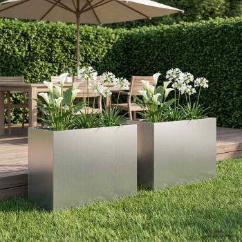 ARDEBO.de - Garten-Pflanzgefäß 2 stk. Silber 60 x 30 x 50 cm