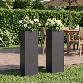 ARDEBO.de - Garten-Pflanzgefäß 2 stk. Schwarz 20 x 20 x 75 cm