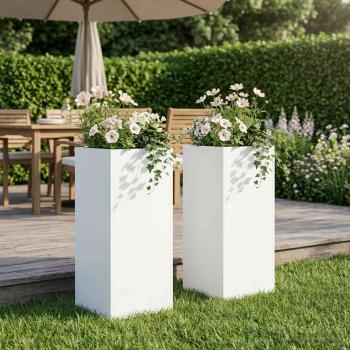 ARDEBO.de - Garten-Pflanzgefäß 2 stk. Weiß 20 x 20 x 50 cm