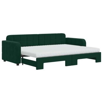 Tagesbett Ausziehbar mit Matratzen Dunkelgrün 80x200 cm Samt