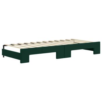 Tagesbett Ausziehbar mit Matratzen Dunkelgrün 80x200 cm Samt
