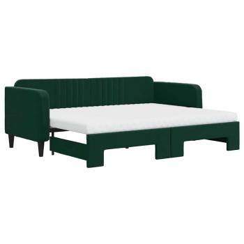 Tagesbett Ausziehbar mit Matratzen Dunkelgrün 80x200 cm Samt