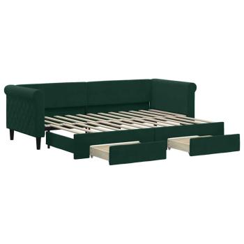 Tagesbett Ausziehbar mit Schubladen Dunkelgrün 80x200 cm Samt