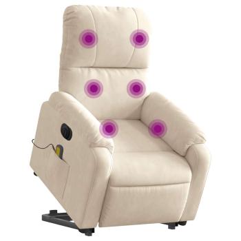Massagesessel Aufstehhilfe Elektrisch Beige Mikrofasergewebe