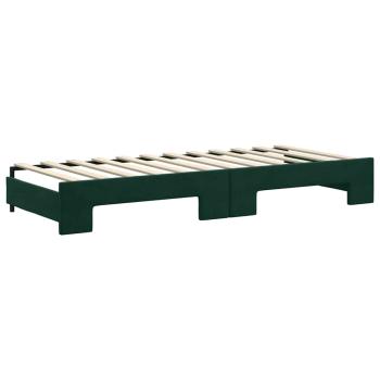 Tagesbett Ausziehbar mit Matratzen Dunkelgrün 80x200 cm Samt