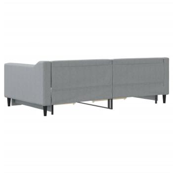 Tagesbett Ausziehbar mit Schubladen Hellgrau 100x190 cm Stoff