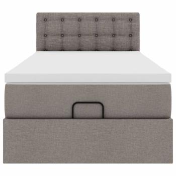 Ottoman-Bett mit Matratze & LEDs Taupe 100x200 cm Stoff
