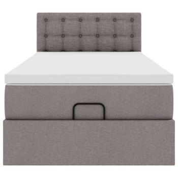 Ottoman-Bett mit Matratze & LEDs Taupe 90x190 cm Stoff