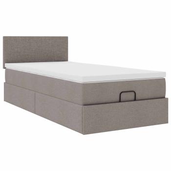 Ottoman-Bett mit Matratze & LEDs Taupe 90x190 cm Stoff