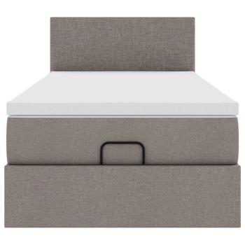 Ottoman-Bett mit Matratze & LEDs Taupe 90x190 cm Stoff