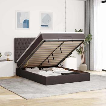 ARDEBO.de - Ottoman-Bett mit Matratze & LEDs Dunkelbraun 140x200 cm Stoff