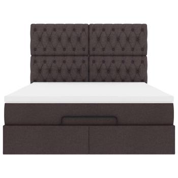 Ottoman-Bett mit Matratze & LEDs Dunkelbraun 140x200 cm Stoff