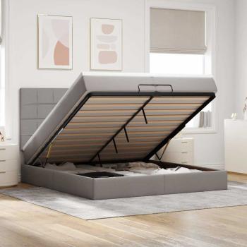 ARDEBO.de - Ottoman-Bett mit Matratzen & LEDs Taupe 200x200 cm Stoff
