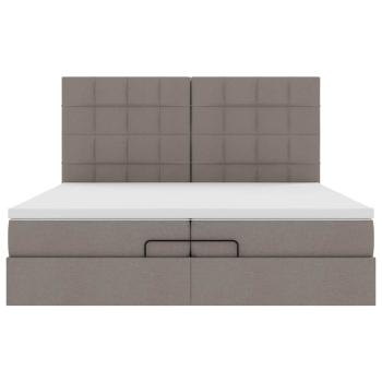 Ottoman-Bett mit Matratzen & LEDs Taupe 200x200 cm Stoff