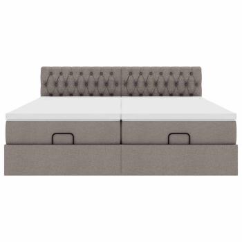 Ottoman-Bett mit Matratzen & LEDs Taupe 200x200 cm Stoff