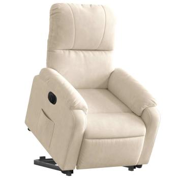 Relaxsessel mit Aufstehhilfe Elektrisch Beige Mikrofasergewebe