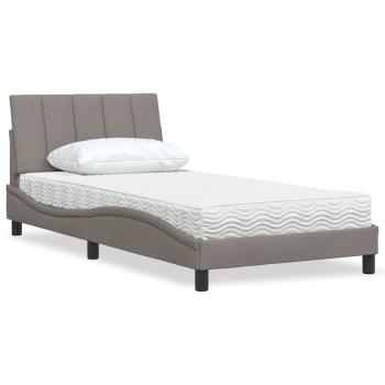 ARDEBO.de - Bett mit Matratze "Hanko" Taupe 100x200 cm Stoff