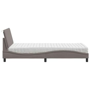 Bett mit Matratze "Hanko" Taupe 100x200 cm Stoff