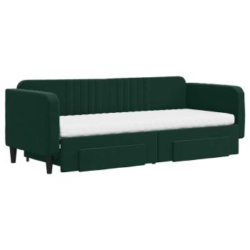 Tagesbett Ausziehbar mit Schubladen Dunkelgrün 80x200 cm Samt