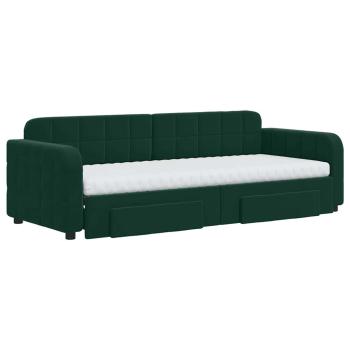 Tagesbett Ausziehbar mit Schubladen Dunkelgrün 80x200 cm Samt