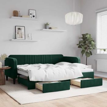 ARDEBO.de - Tagesbett Ausziehbar mit Schubladen Dunkelgrün 80x200 cm Samt