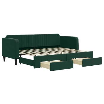 Tagesbett Ausziehbar mit Schubladen Dunkelgrün 80x200 cm Samt