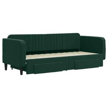 Tagesbett Ausziehbar mit Schubladen Dunkelgrün 80x200 cm Samt