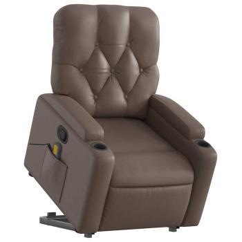 Massagesessel mit Aufstehhilfe Braun Kunstleder