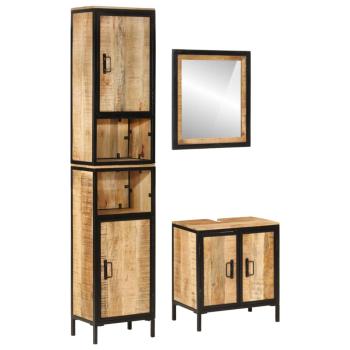 ARDEBO.de - 3-tlg. Badmöbel-Set Eisen und Massivholz Mango
