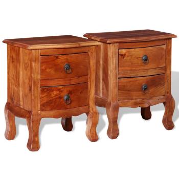 ARDEBO.de - Nachttische mit Schubladen 2 Stk. Massivholz Akazie
