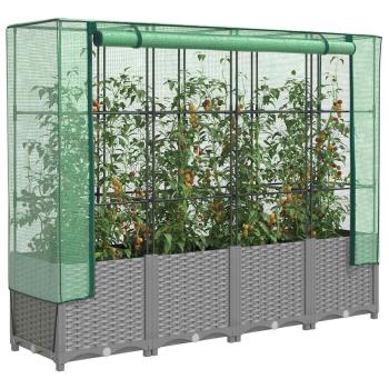 ARDEBO.de - Hochbeet mit Gewächshaus-Aufsatz Rattan-Optik 160x40x138 cm