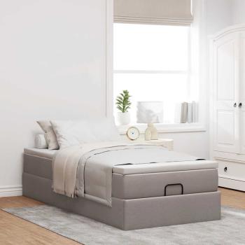 Ottoman-Bett mit Matratze Taupe 90x190 cm Stoff