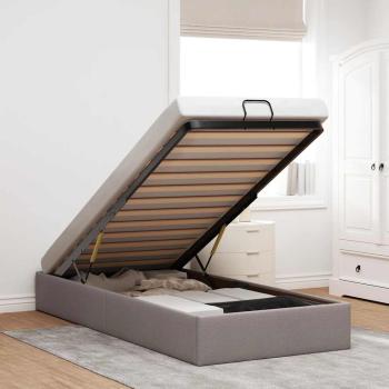 ARDEBO.de - Ottoman-Bett ohne Matratze Taupe 90x190 cm Stoff