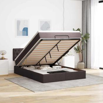 ARDEBO.de - Ottoman-Bett mit Matratze & LEDs Dunkelbraun 140x200 cm Stoff