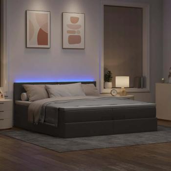 Ottoman-Bett mit Matratzen & LEDs Taupe 200x200 cm Stoff