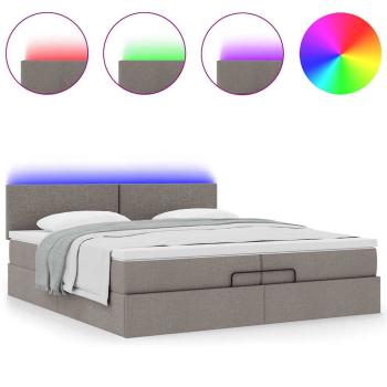 Ottoman-Bett mit Matratzen & LEDs Taupe 200x200 cm Stoff