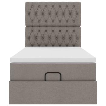 Ottoman-Bett mit Matratze & LEDs Taupe 90x190 cm Stoff