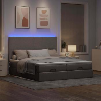 Ottoman-Bett mit Matratzen & LEDs Taupe 200x200 cm Stoff