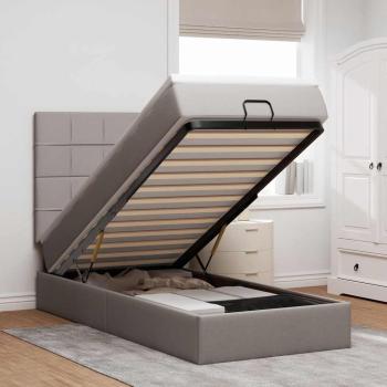 ARDEBO.de - Ottoman-Bett mit Matratze Taupe 100x200 cm Stoff