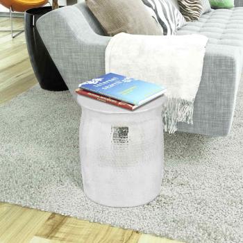 ARDEBO.de - Hocker/Beistelltisch aus gehämmertem Aluminium Silbern