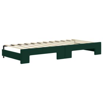 Tagesbett Ausziehbar mit Schubladen Dunkelgrün 80x200 cm Samt