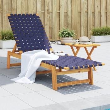 ARDEBO.de - Sonnenliege mit Tisch Dunkelblau Massivholz Akazie und Stoff