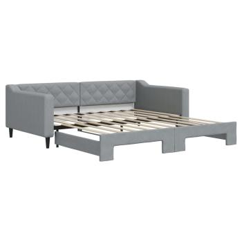 Tagesbett Ausziehbar Hellgrau 100x190 cm Stoff