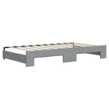 Tagesbett Ausziehbar Hellgrau 100x190 cm Stoff